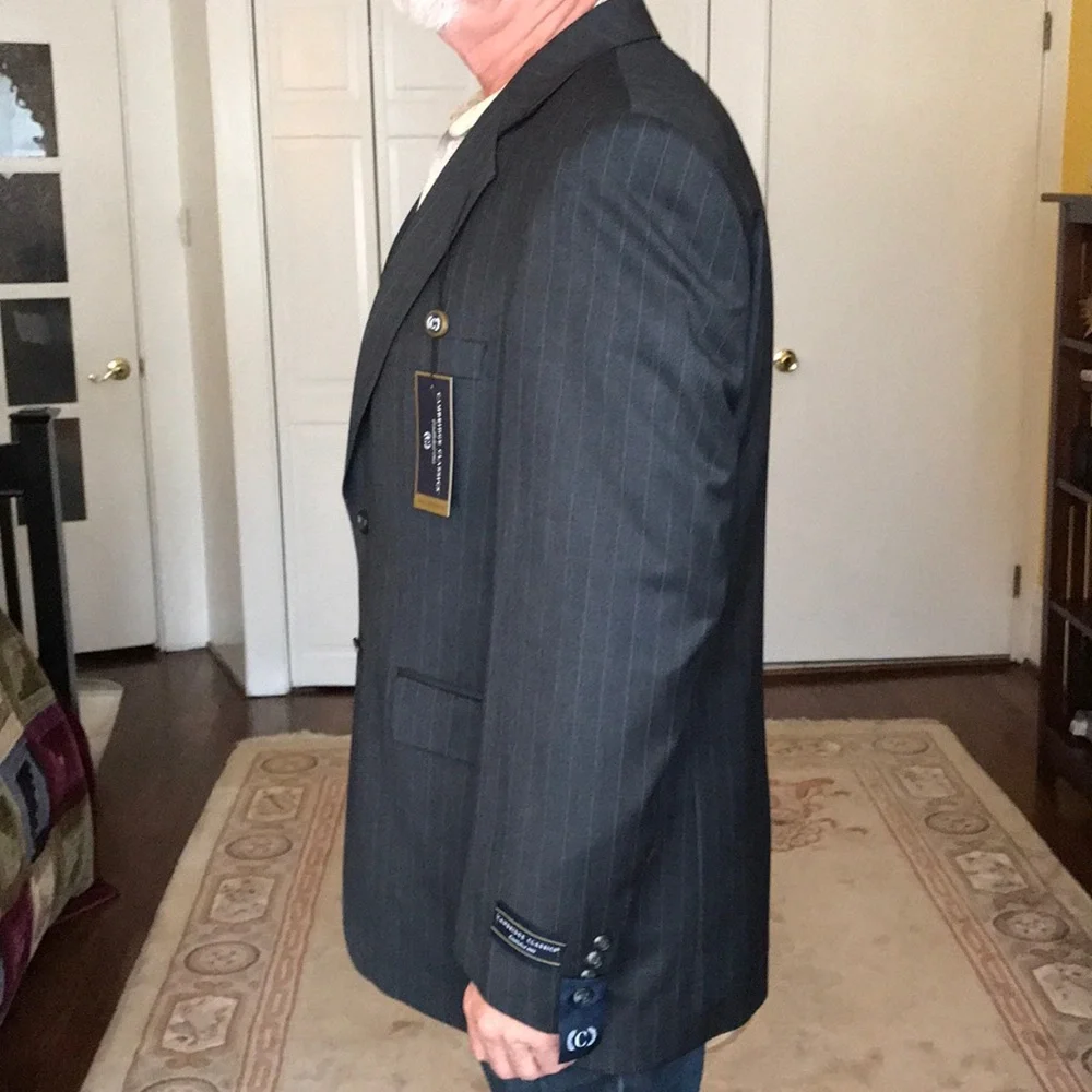 Cambridge Classics Single Breasted Gray Pinstripe Blazer Suit Jacket Size 40R